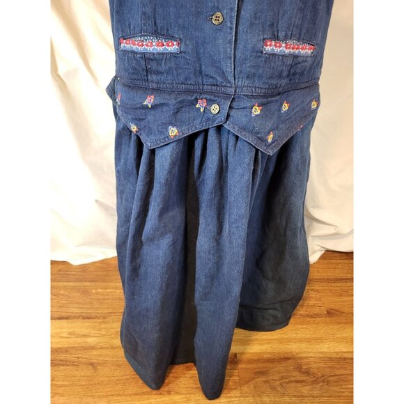 Vintage Susan Bristol Size 12 Denim Embroidered Dress Modest - Picture 9 of 11